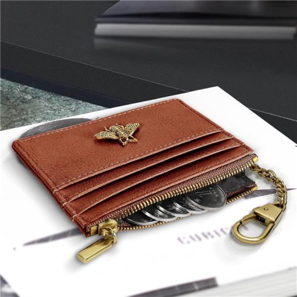 Tan Wallet Card Holder Keychain Wallet for Women - Picture 5 of 6